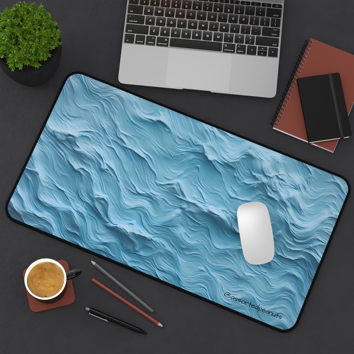 Azure Waveflow Desk Mat