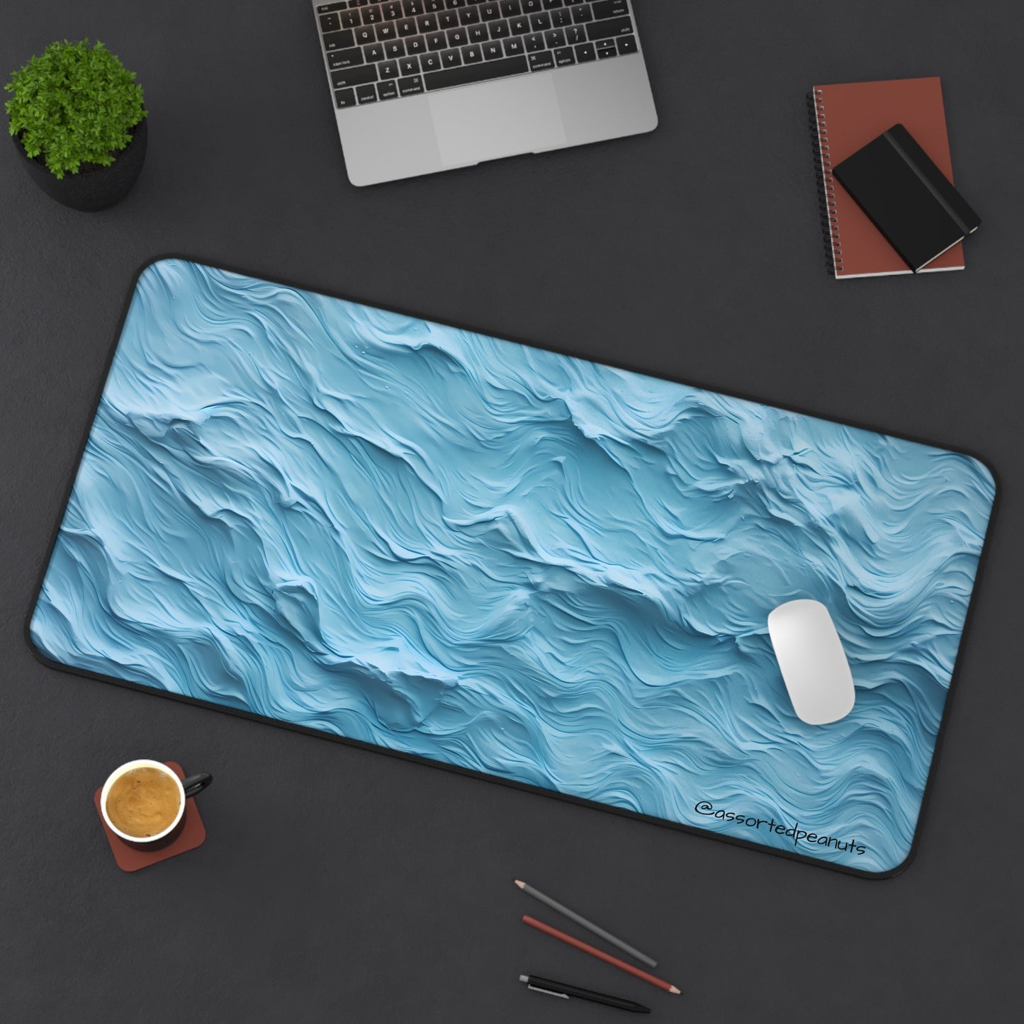 Azure Waveflow Desk Mat