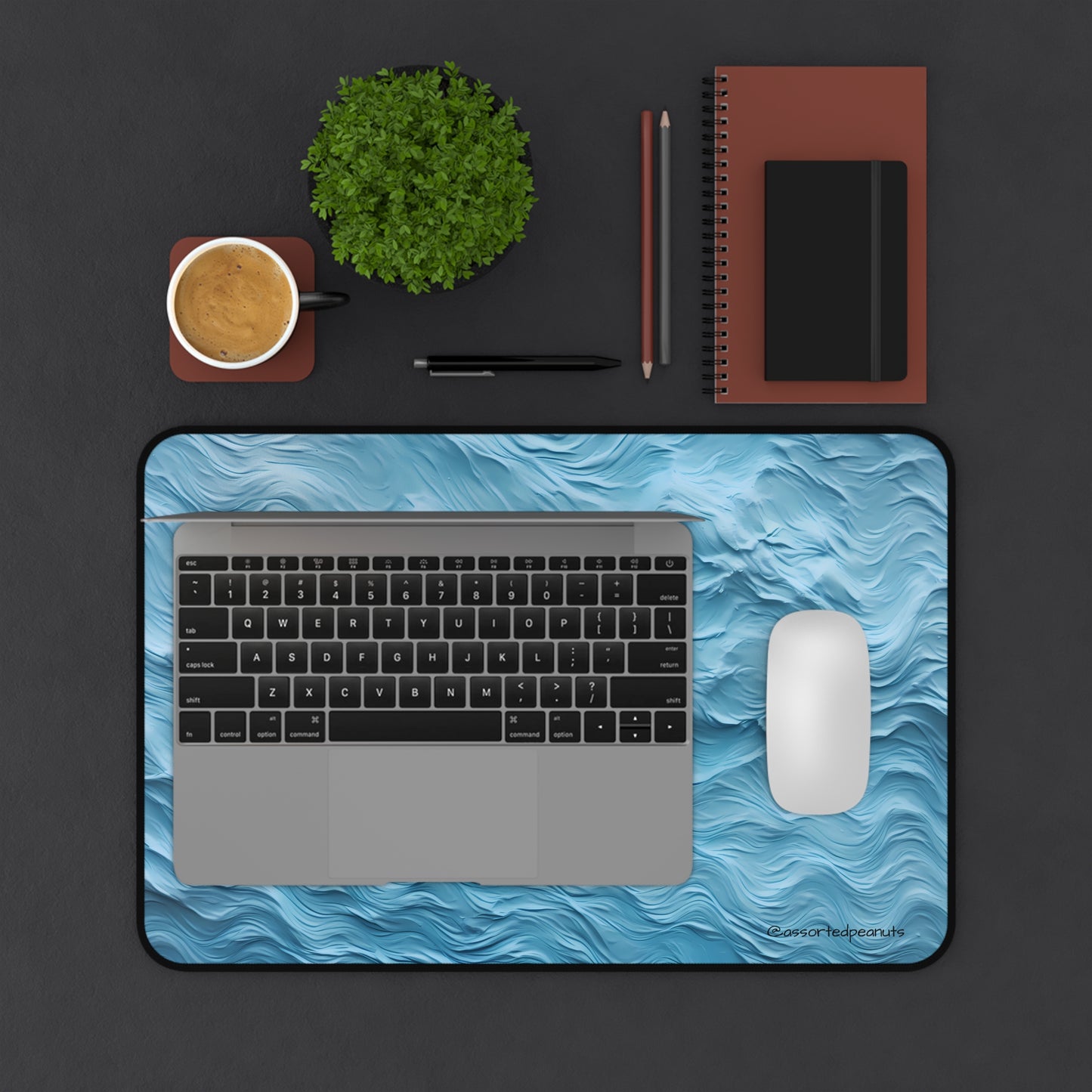 Azure Waveflow Desk Mat